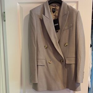 Hugo Boss Double-Breasted Light Gray Blazer
